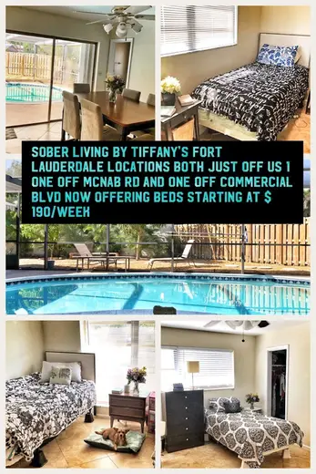 Inviting poolside area at Sober Living By Tiffany, a sober living home in Miami.